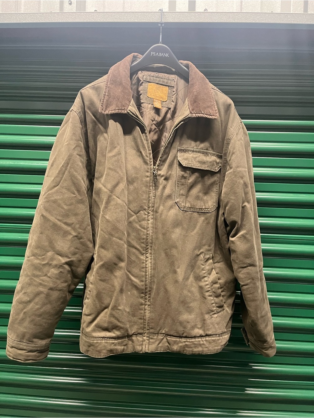 Faded Glory Olive Brown Canvas Field Jacket with Corduroy Collar